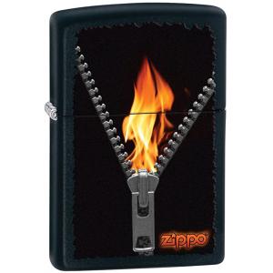 Zippo - Matte Black Flame Zipped - Windproof Lighter